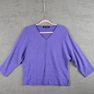 Jones New York Cashmere Sweater Lavender V Neck Quiet Luxury Minimal Size Small